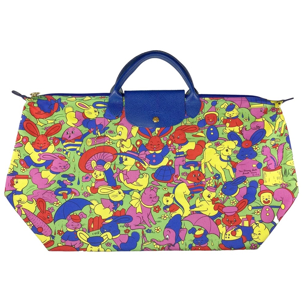2015 Longchamp x Jeremy Scott Humpty Dumpty Print Travel Overnight Tote Limited